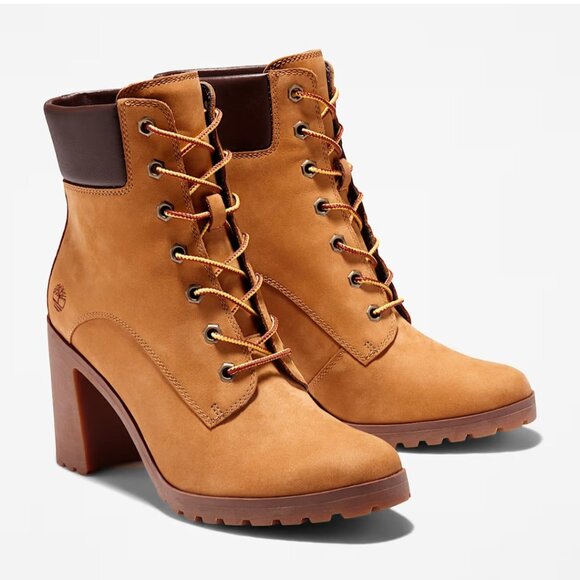 Timberland Allington Heights 6 Inch Boots Women's Size 8.5 Wheat Nubuck Leather - Picture 1 of 7